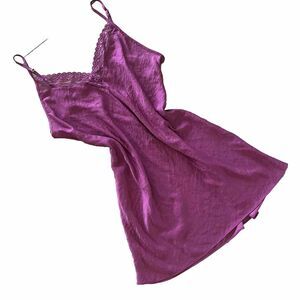 Linea Donatella Lace V-Neck Chemise Slip Dress y2k Coquette Nightgown Size M